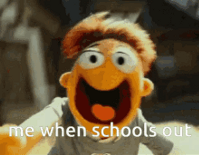 Schools Out For Summer Running Walter Muppet GIF