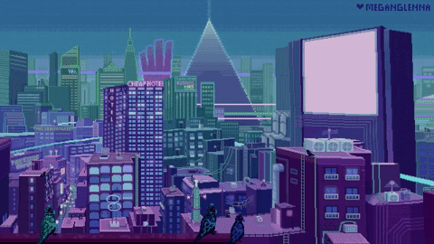 Sci Fi City Light Building GIF