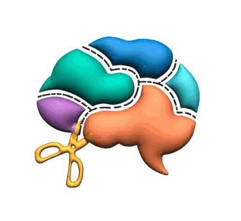 Scissors Cutting Colorful Brain