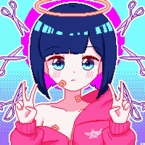 Cute Chibi Anime Finger Scissors GIF