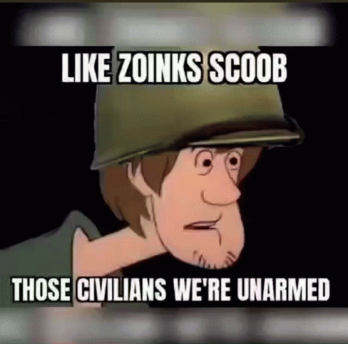 Scooby Doo Is Wearing A Military Helmet And Says Like Zoinks Scoob Those Civilians We 'Re Unarmed GIF