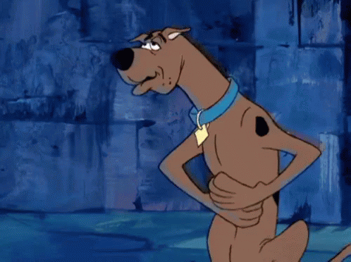 Scooby Doo Kneeling Holding Chest in Pain