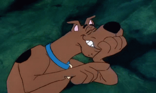 Scooby Doo Laying Down Smiling with Blue Collar