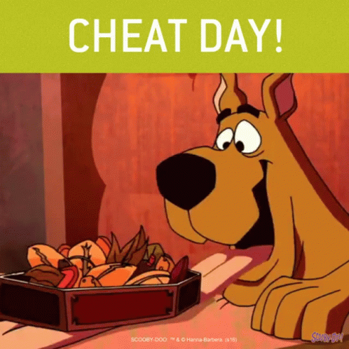 Scooby Doo Looking At Food With Cheat Day GIF