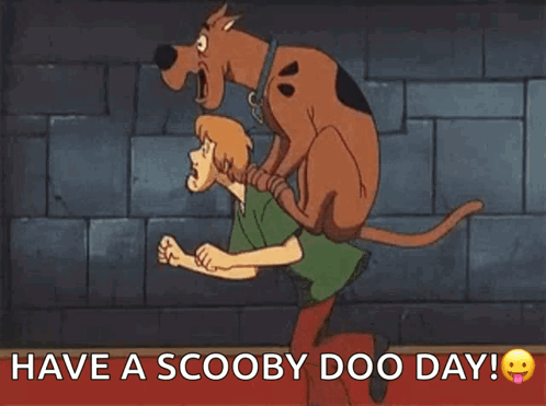 Scooby-doo On Top Of Shaggy Running Have A Scooby Doo Day GIF