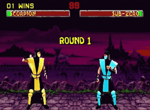 Scorpion and Sub-Zero Fight in Mortal Kombat