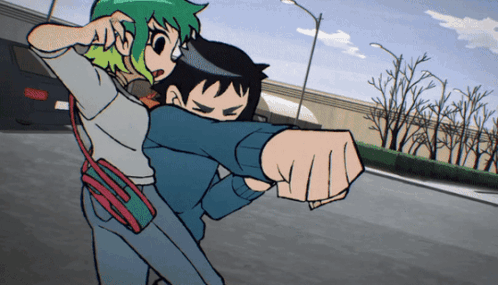 Scott Pilgrim Fight With Ramona Flowers GIF