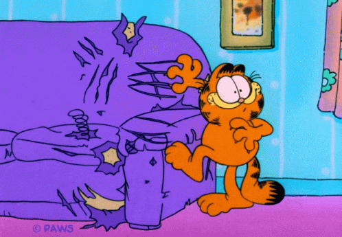 Scratches Couch Naughty Garfield The Cat GIF