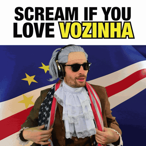 Scream If You Love Vozinha Poster With A Man Wearing Headphones And Sunglasses GIF
