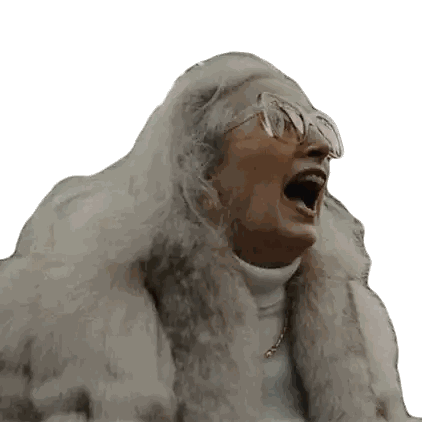 Screaming Elderly Woman Fur Coat