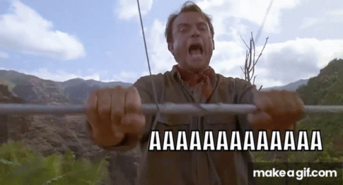 Screaming Man Holding Barbed Wire Fence Saying AAA GIF