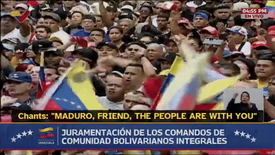 Screen Showing Crowd With Maduro Friend The People Are With You