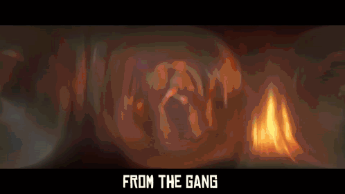 Screen With Fire and Words From The Gang