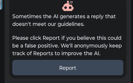 Screenshot Message al Reply Doesn't Meet Guidelines