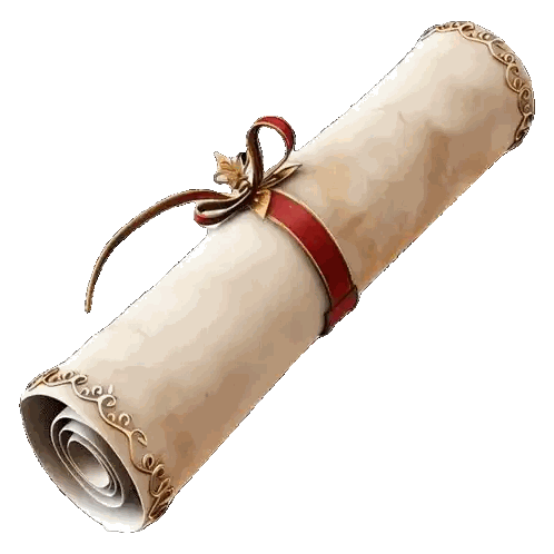 Scroll with Gold Border and Red Ribbon