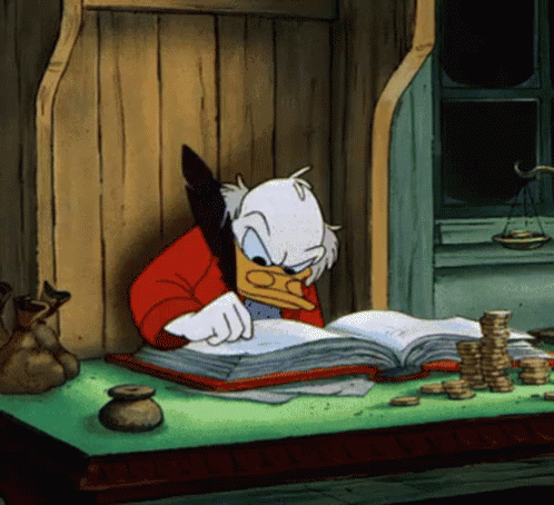 Scrooge Writing Bah GIF