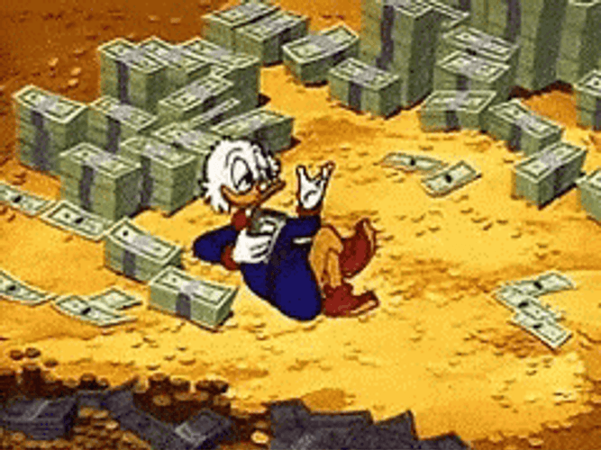 Scrooge Laying On Money GIF