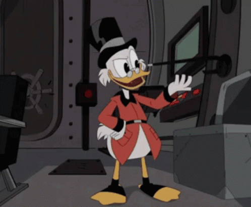 Scrooge McDuck Standing In Dark Room GIF