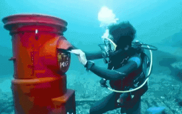 Scuba Diver Sending Mail GIF