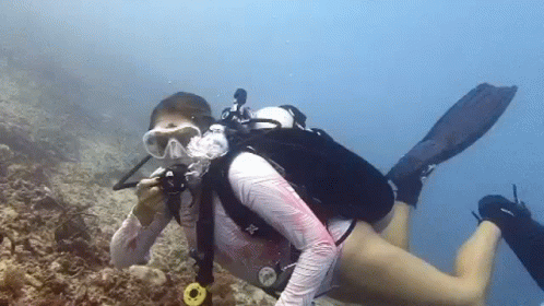 Scuba Diving Woman Blow Kisses GIF
