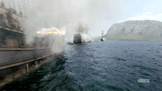 Sea Battle Jolly Roger Raised GIF