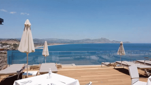 Sea View Of Lindos Village In Rhodes Greece GIF