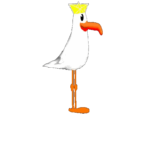 Seagull Wearing Yellow Crown