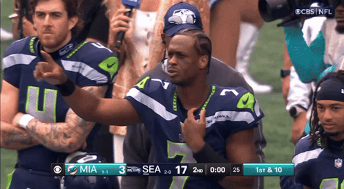 Seahawks Player Thumbs Up During CBS NFL Game