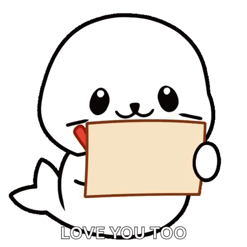 Seal Holding Heart Card Saying Love You Too