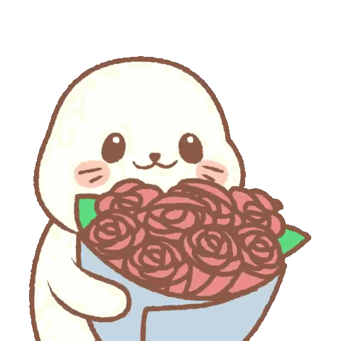 Seal Holding Roses and Heart