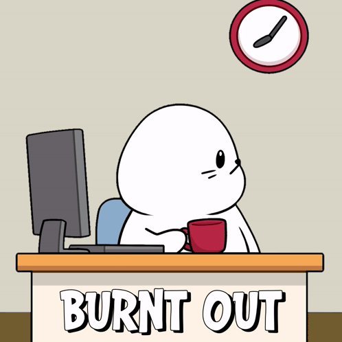 Seal Sitting at Desk with Burnt Out Sign