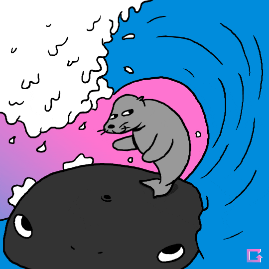 Seal Surfing Whale Animation GIF