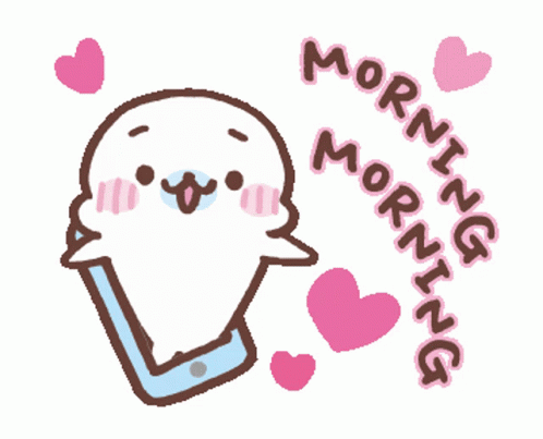 Seal Talking on Cell Phone Morning Morning With Hearts