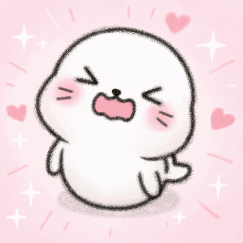 Seal With Open Mouth And Hearts Around It GIF