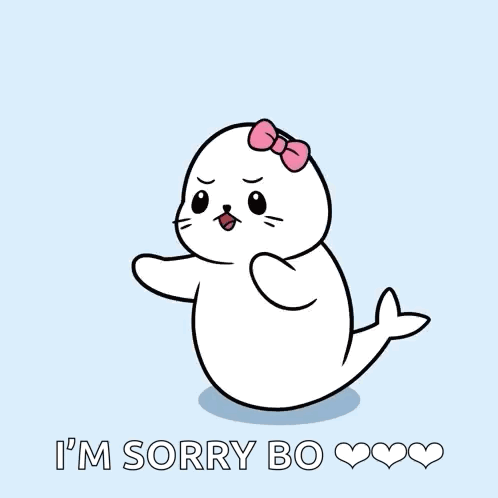 Seal With Pink Bow Saying I'm Sorry Bo