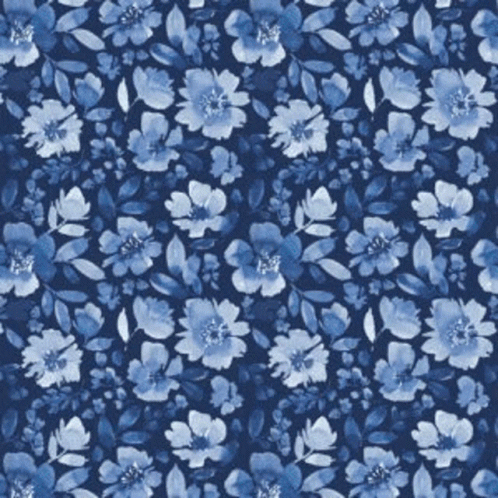 Seamless Pattern Blue Flowers on Dark Blue