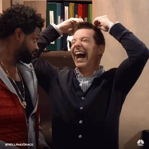Sean Hayes Pulling Hair Out GIF