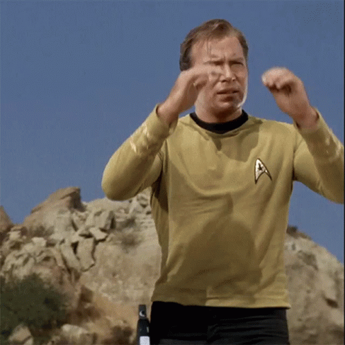 William Shatner Shielding Eyes Searching Star Trek GIF