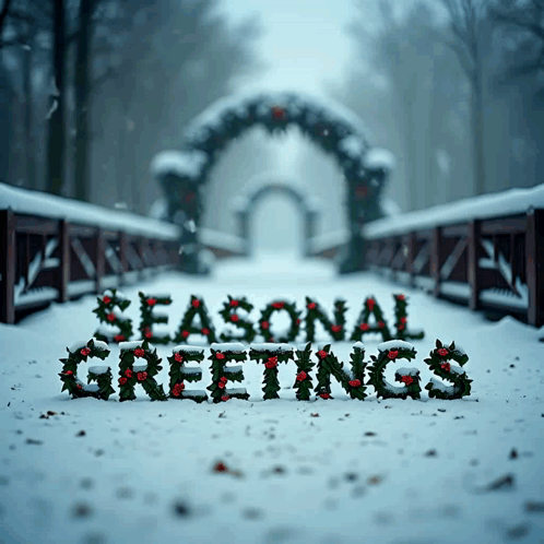 Seasonal Greetings Made of Flowers