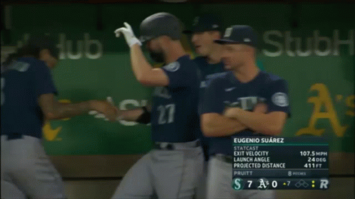 Seattle Baseball Players Celebrate