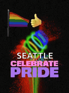 Seattle Celebrate Pride Rainbow Flag Poster