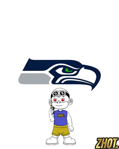 Seattle Seahawks Logo Behind Cartoon Character