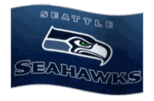 Seattle Seahawks Logo on Blue Flag