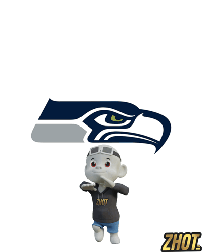 Seattle Seahawks Logo With Cartoon Character In Zhot Shirt GIF