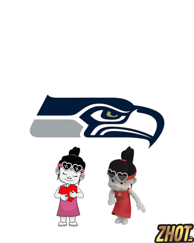Seattle Seahawks Logo With Little Girl In Love GIF