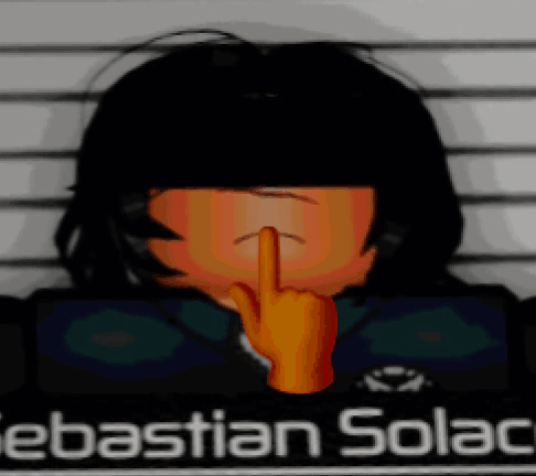 sebastian solac is a cartoon character with his finger on his mouth