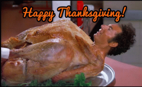 Seinfeld Cosmo Kramer Turkey Tanksgiving GIF