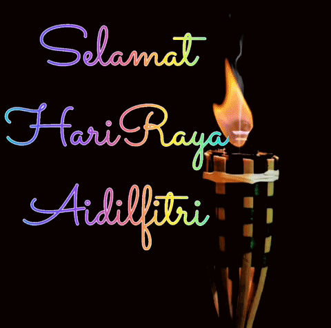 Selamat Hari Raya Aidilfitri Is Written Above A Lit Candle GIF