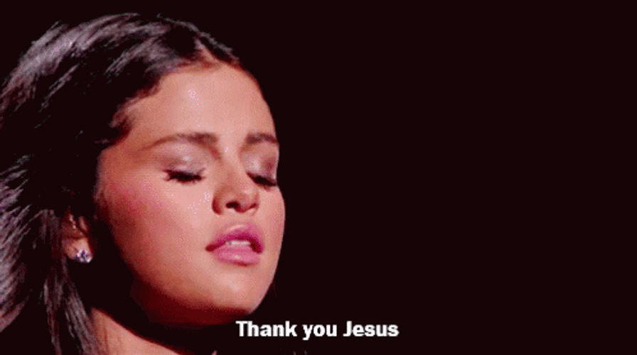 Selena Gomez Eyes Closed Thank You Jesus GIF