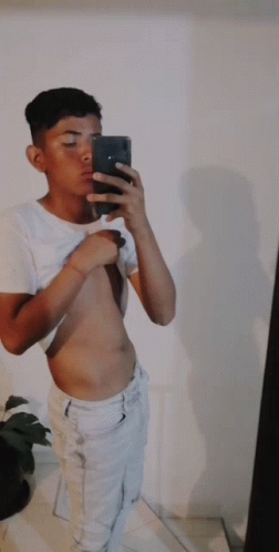 Skinny Man Abs Selfie GIF
